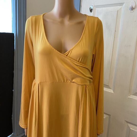 New oc order plus YellowGold Layer Lagenlook JerseyKnit Long Sleeve Maxi Dress L - Picture 8 of 10